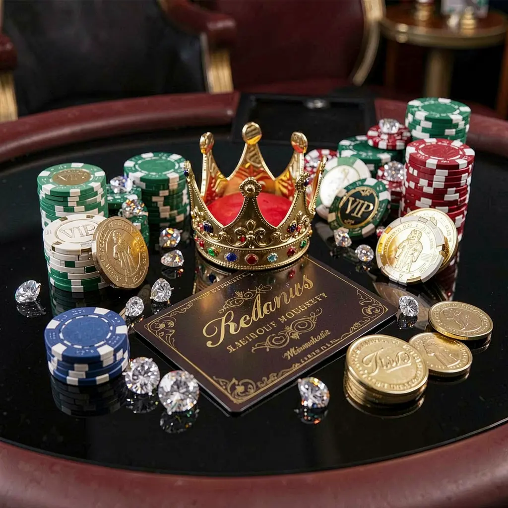 PH787 VIP casino bonus concept featuring a golden crown, luxury membership card, poker chips, diamonds, and coins arranged on a glossy black table in an elegant premium style